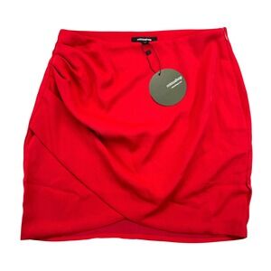 Mittoshop Skirt Women's Small NWT Valentine's Day Red Ruched Wrap Mini Romantic‎